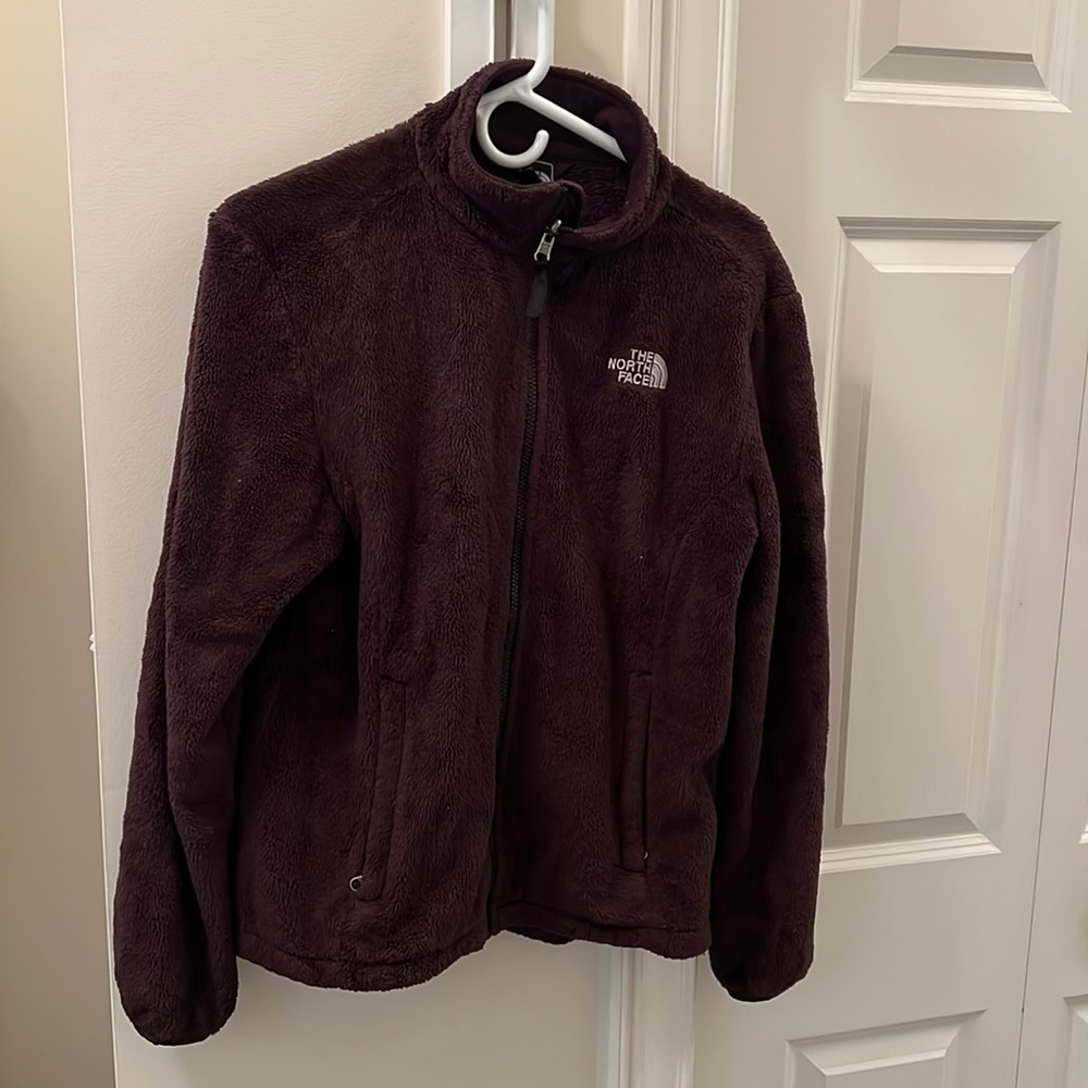 Women’s The North Face Jacket M Fleece Cozy Sweatshirt Jacket Zipped plum color